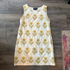 Kiel James Patrick (KJP) white shift dress with yellow flowers